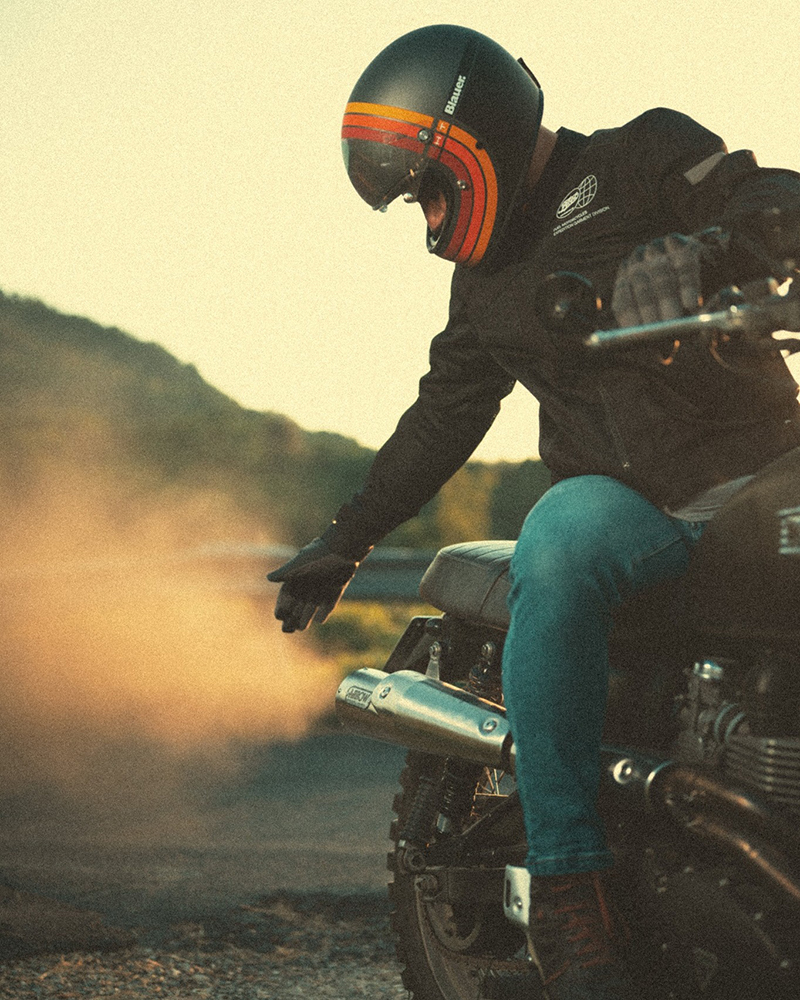 Hipster motorcyclist